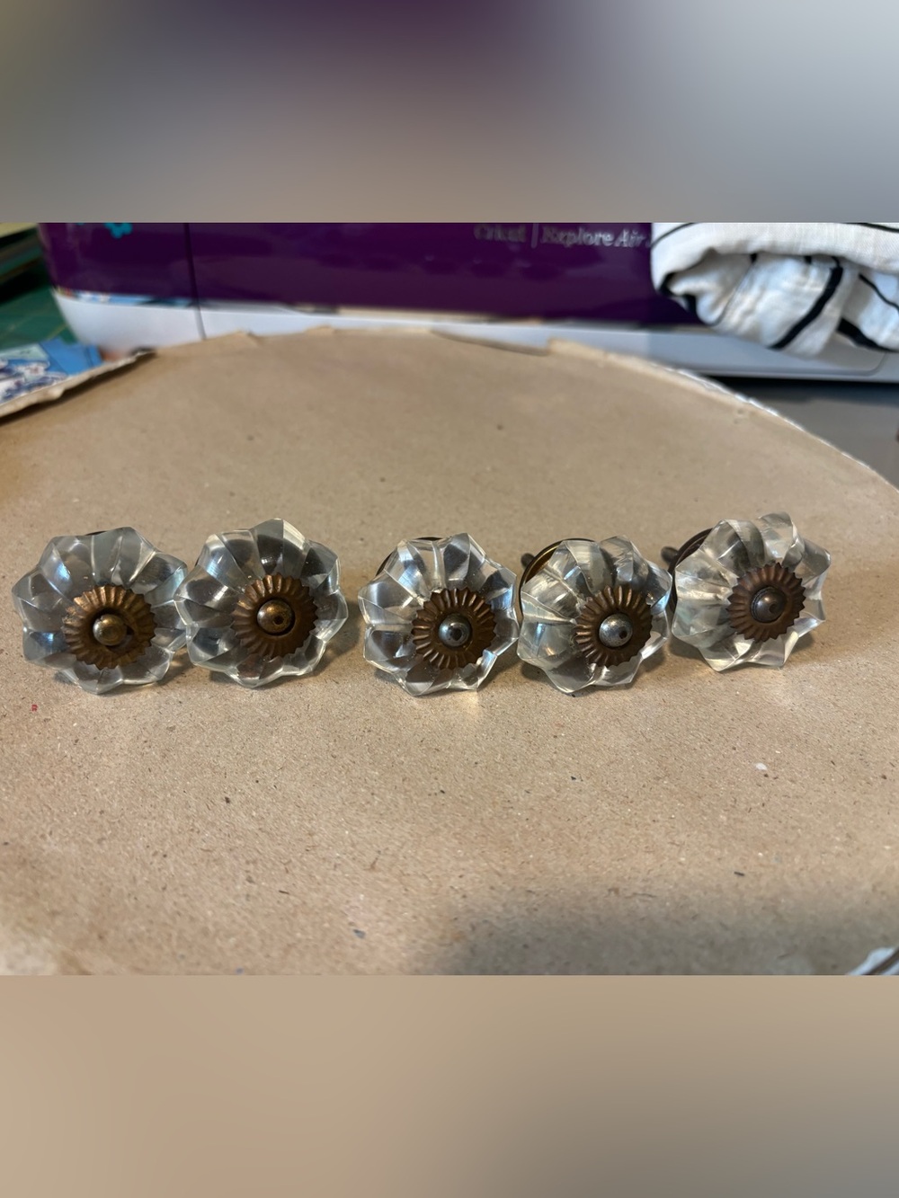 Clear Cabinet Knobs with Brass Centers